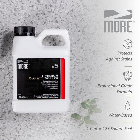 MORE Premium Quartz Sealer bead test reveals liquids bead up for easy spill cleanup.