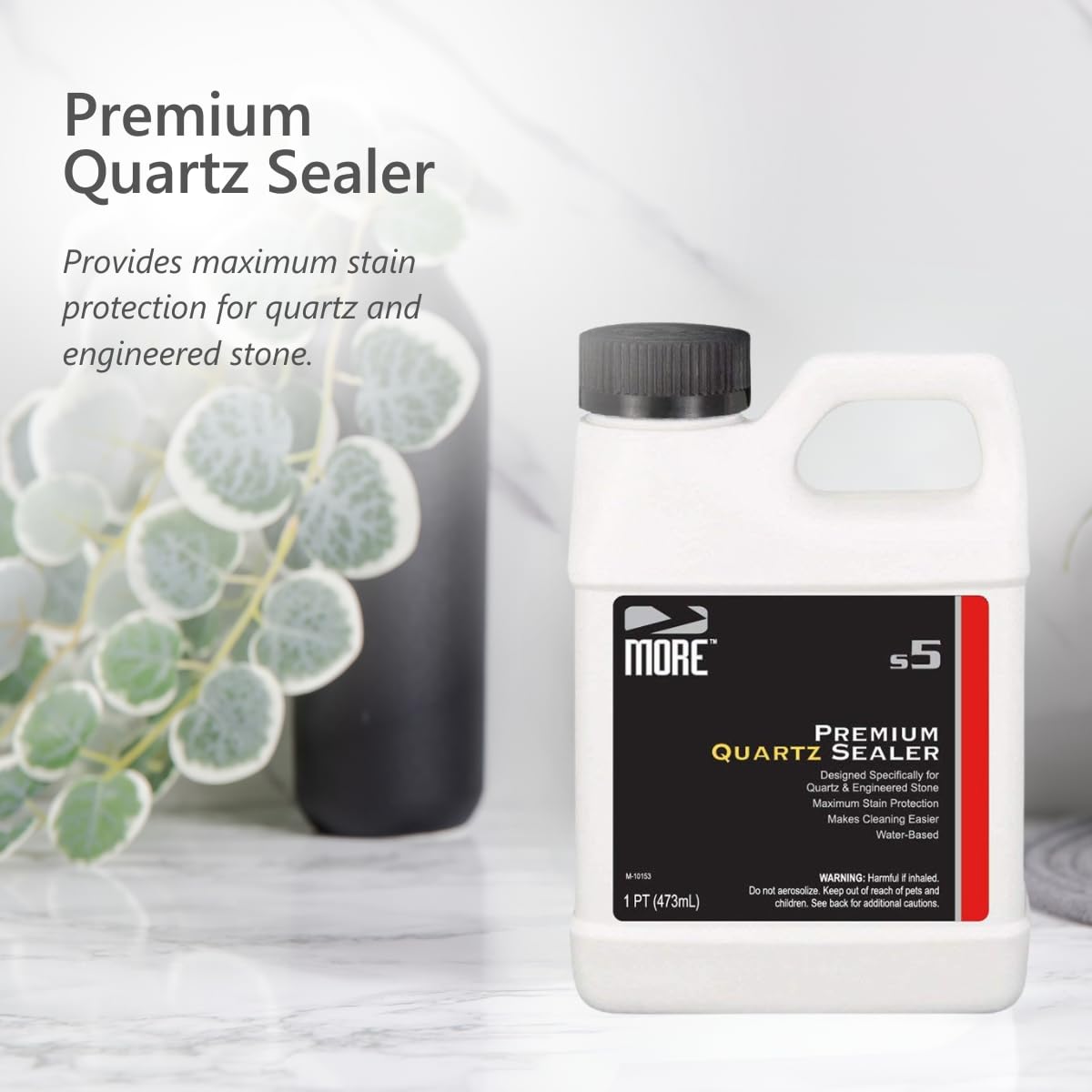 MORE Premium Quartz Sealer liquids on quartz show surface-ready protection against oils and stains.