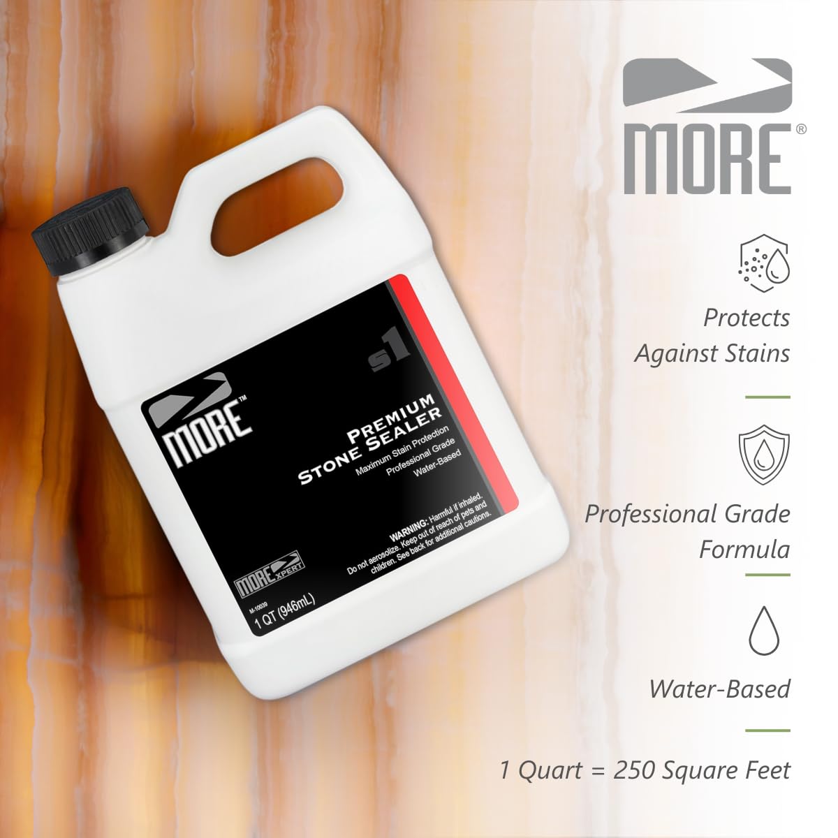 MORE Premium Stone Sealer drying absorption demonstrates 15-minute uptake for durable protection.