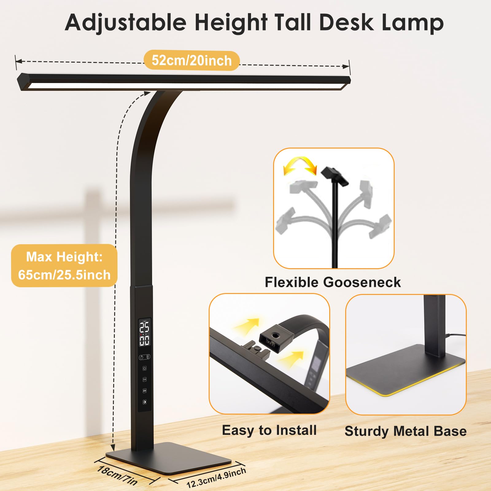 Moremili LED Desk Lamp sturdy metal base prevents tipping during intensive use.