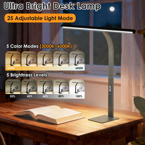 Moremili LED Desk Lamp color temperature range 2700K-6000K supports comfortable lighting for any task.