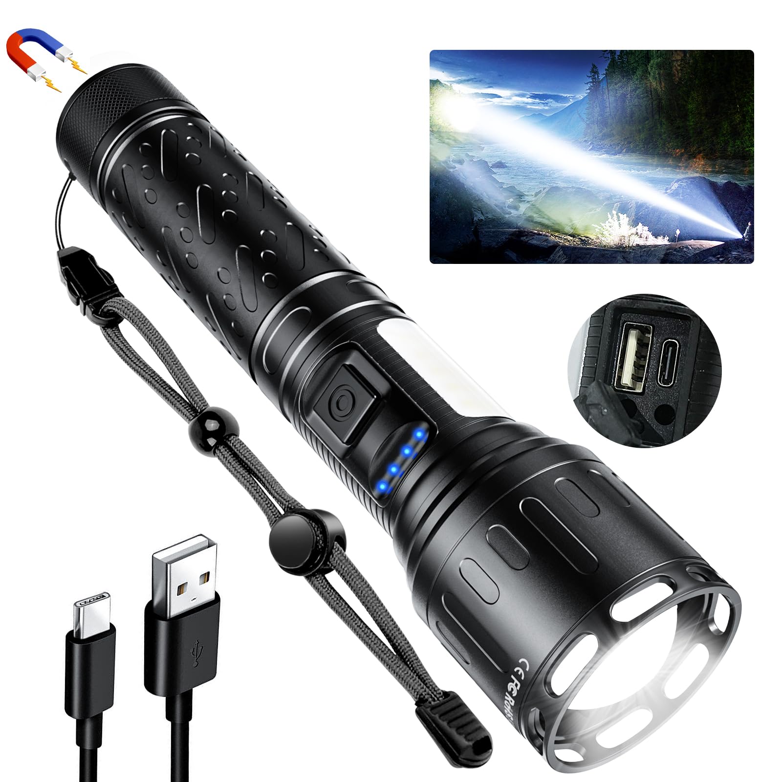 MOREVAC flashlight longbeam distance enables distant visibility for outdoor tasks