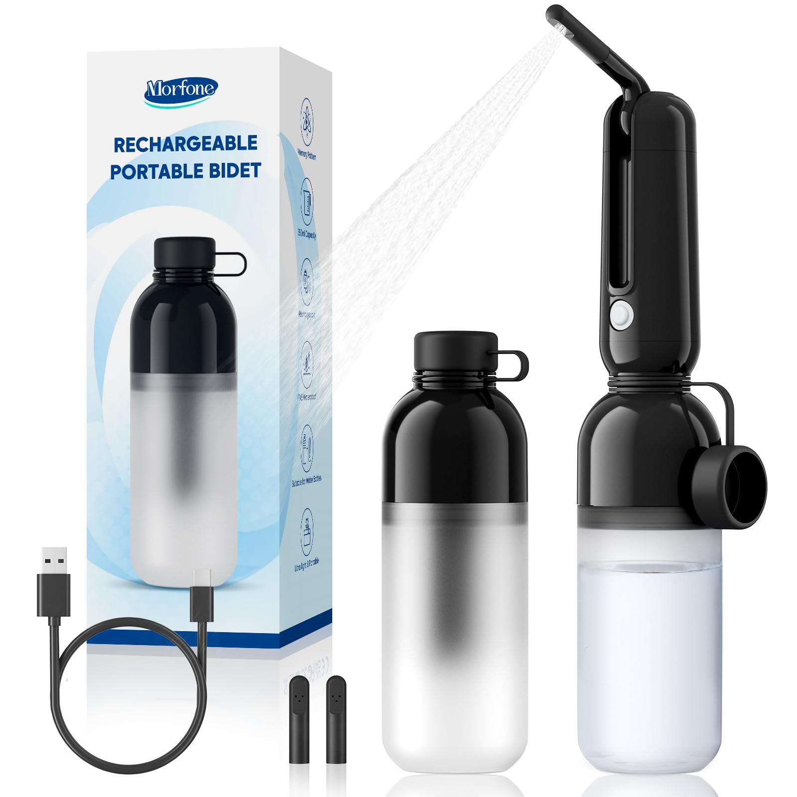 Morfone bidet with 350ml capacity for extended on-the-go cleansing
