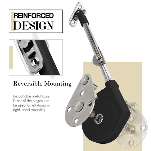 Morinbo lid stay installed on left or right side for versatile fit