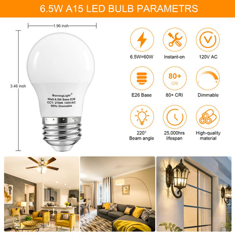 MorningLight A15 dimmable bulb with smooth brightness control for ambiance.