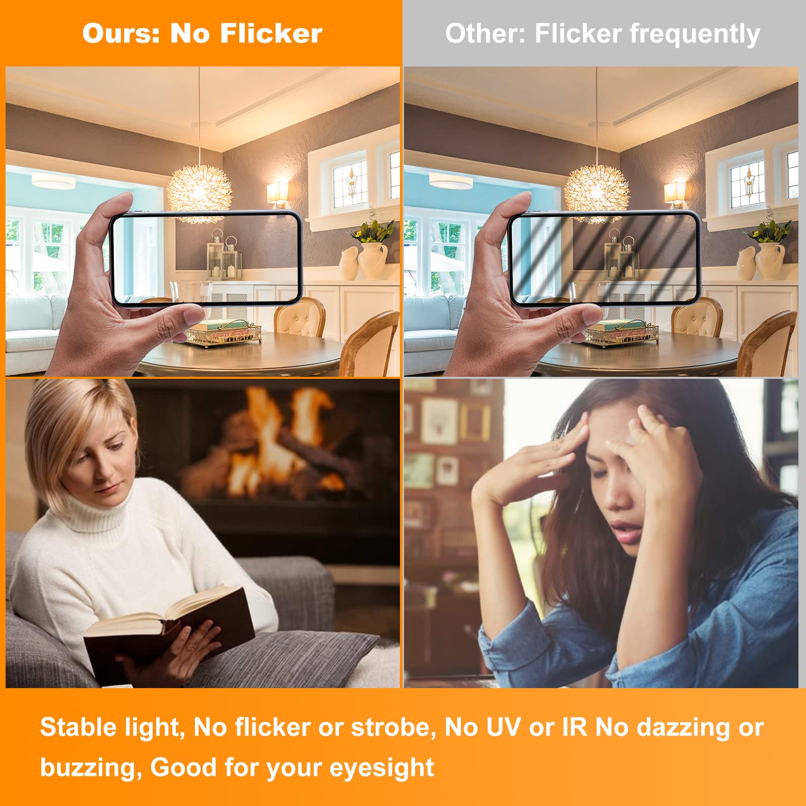 MorningLight A15 no flicker bulb supports comfortable, glare-free lighting.
