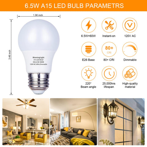 MorningLight A15 soft white 3000K glow ideal for living spaces.