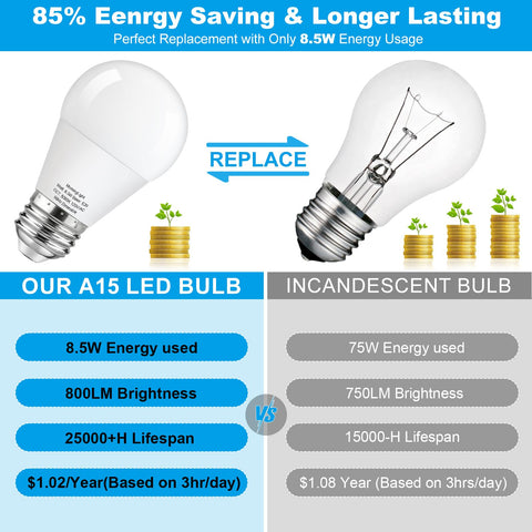 MorningLight Daylight 5000K A15 bulb in wall sconce enhances ambience.