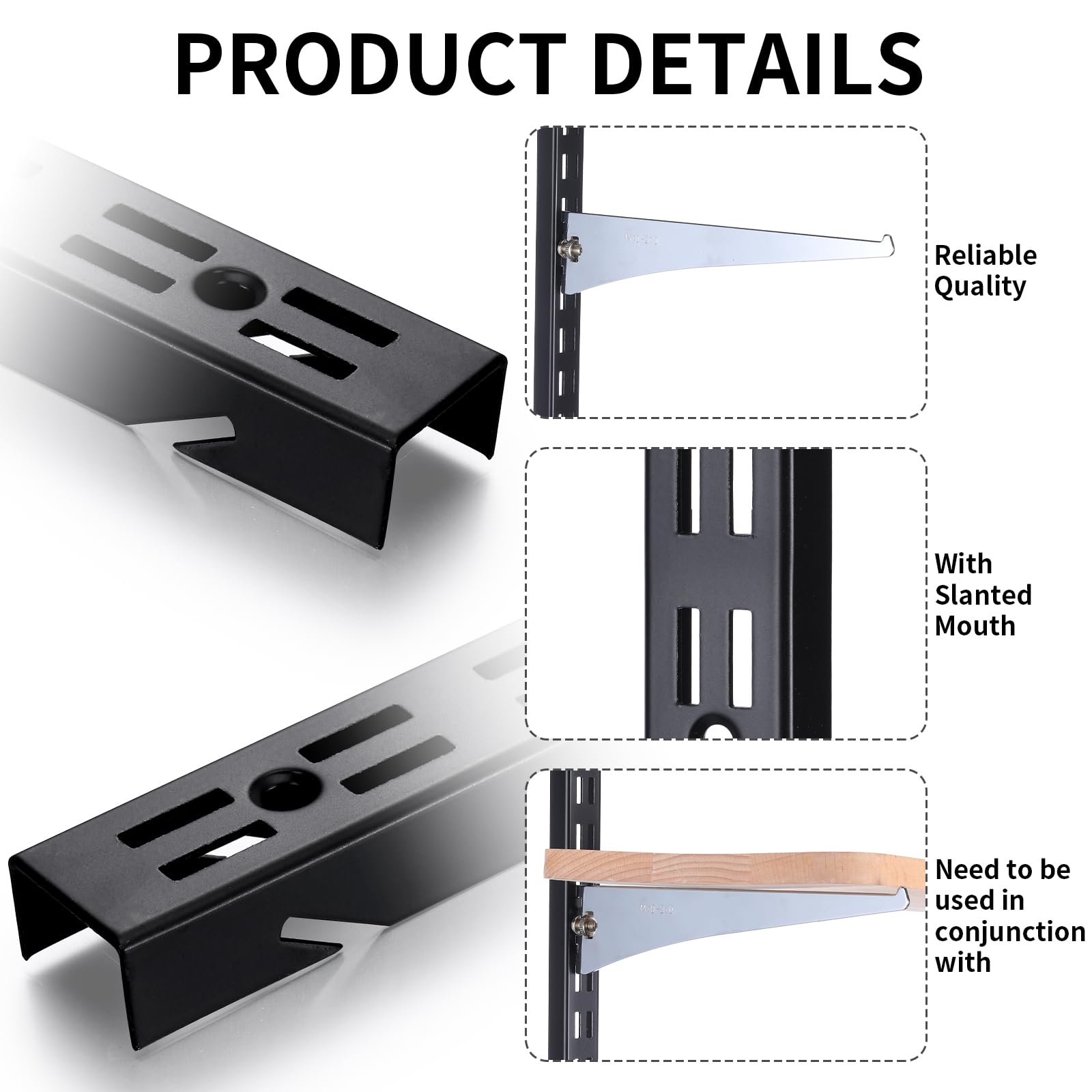 MorningRo black metal shelf standards at 47.5 inches