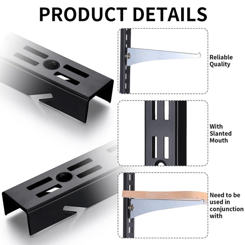 MorningRo black metal shelf standards at 47.5 inches