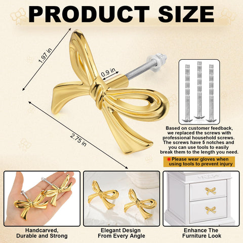 MorningRo Gold Bow Drawer Knob adds versatile hardware for drawers and cabinets