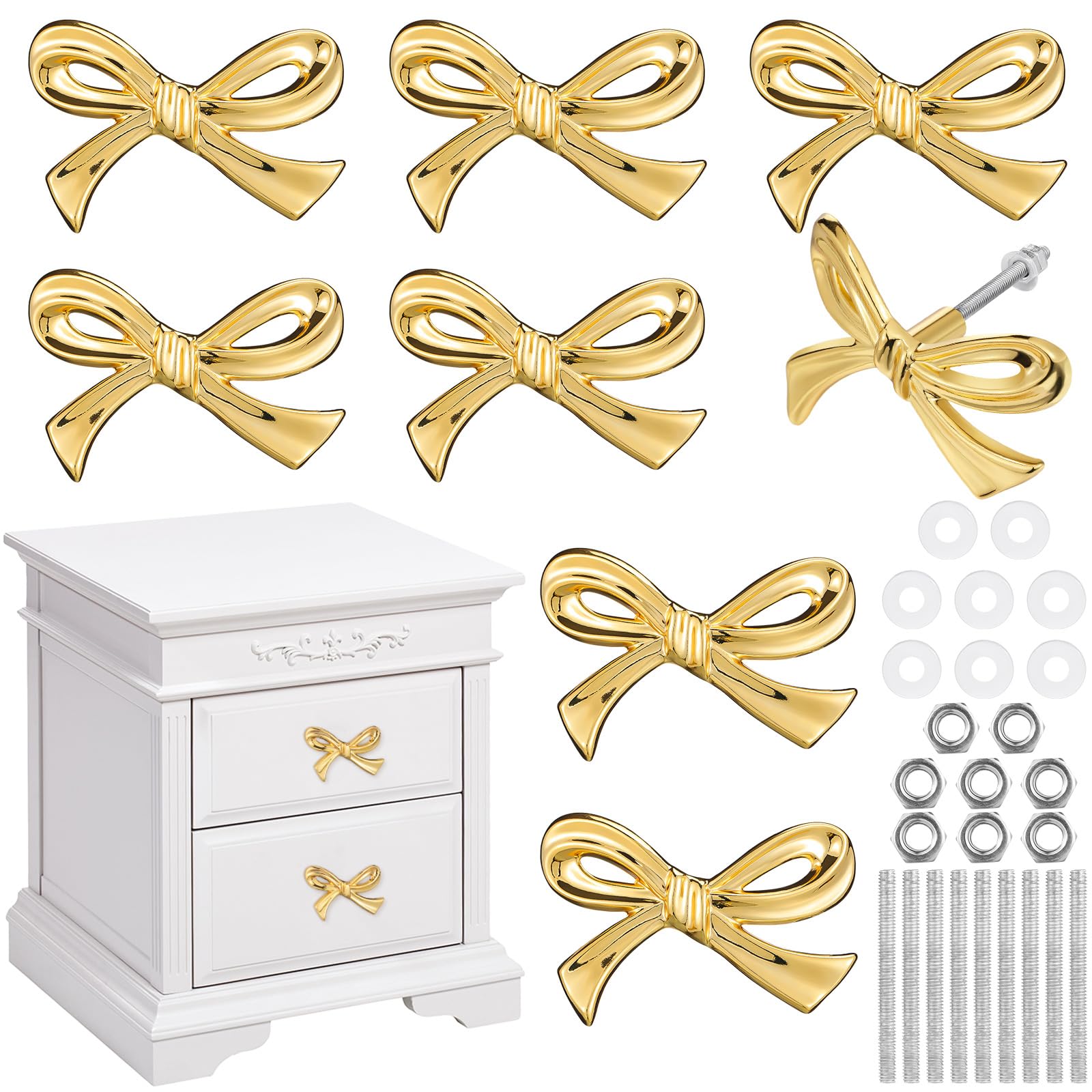 MorningRo Gold Bow Dresser Knob provides an elegant brass accent for furniture