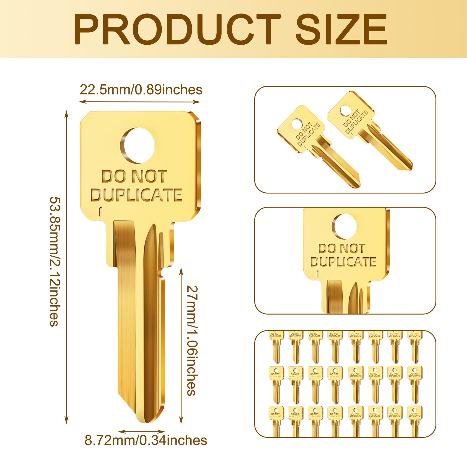 MorningRo gold key blanks with DO NOT DUPLICATE stamp for secure key control.