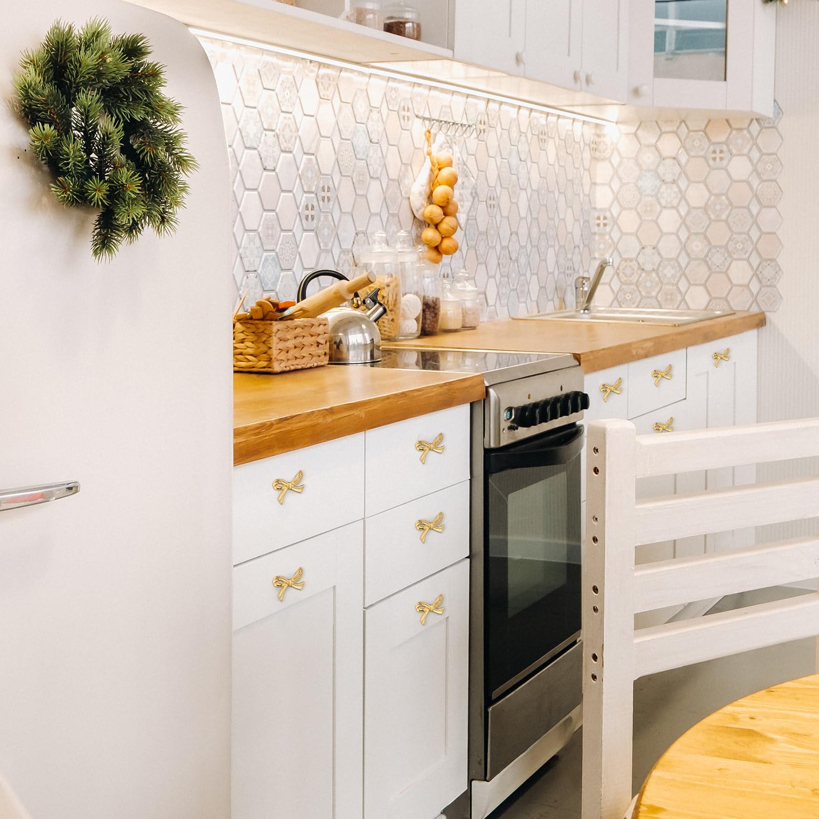 MorningRo kitchen cabinet bow knobs golden large size offer versatile upgrade for drawers.