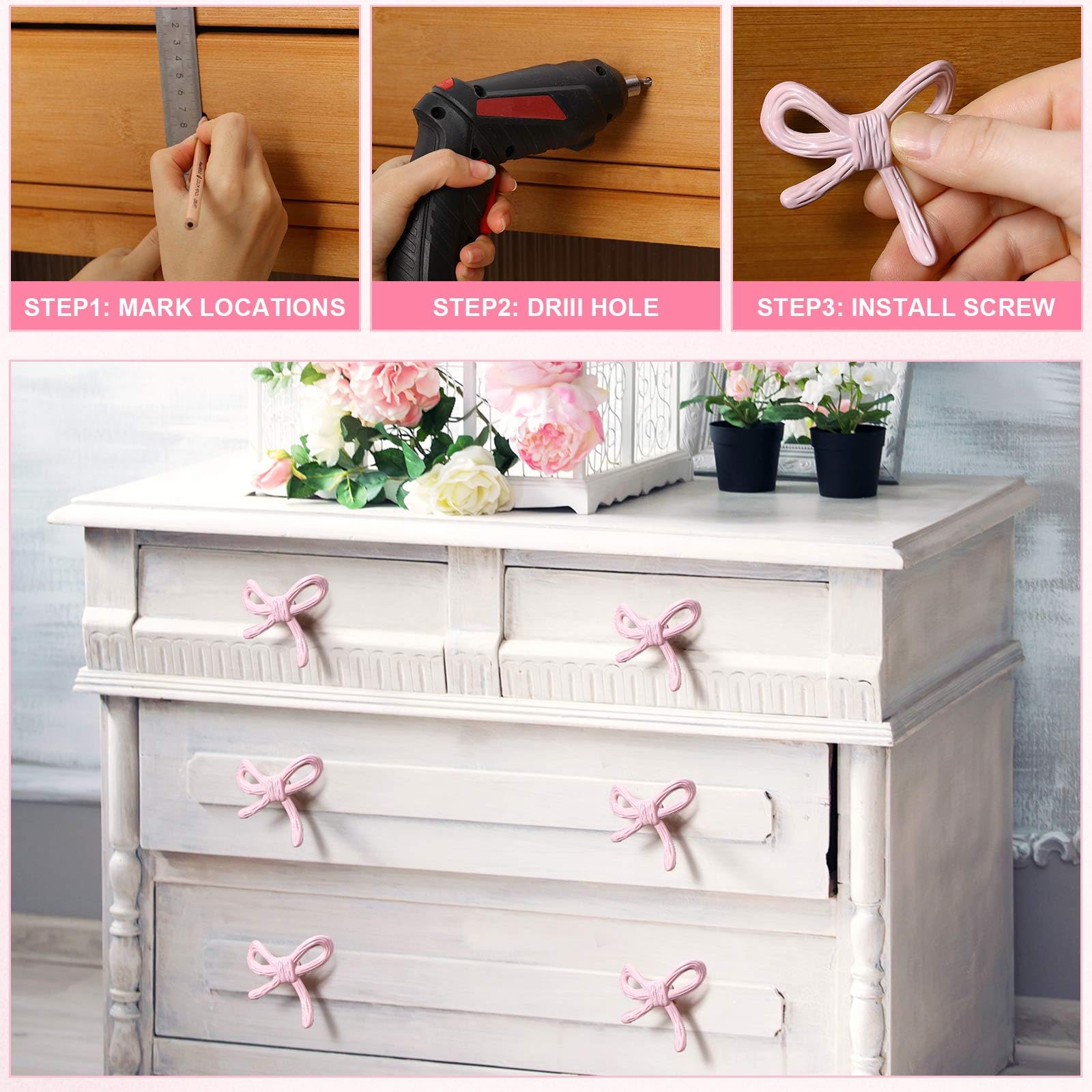 MorningRo pink metal dresser knobs offer sturdy daily-use pulls