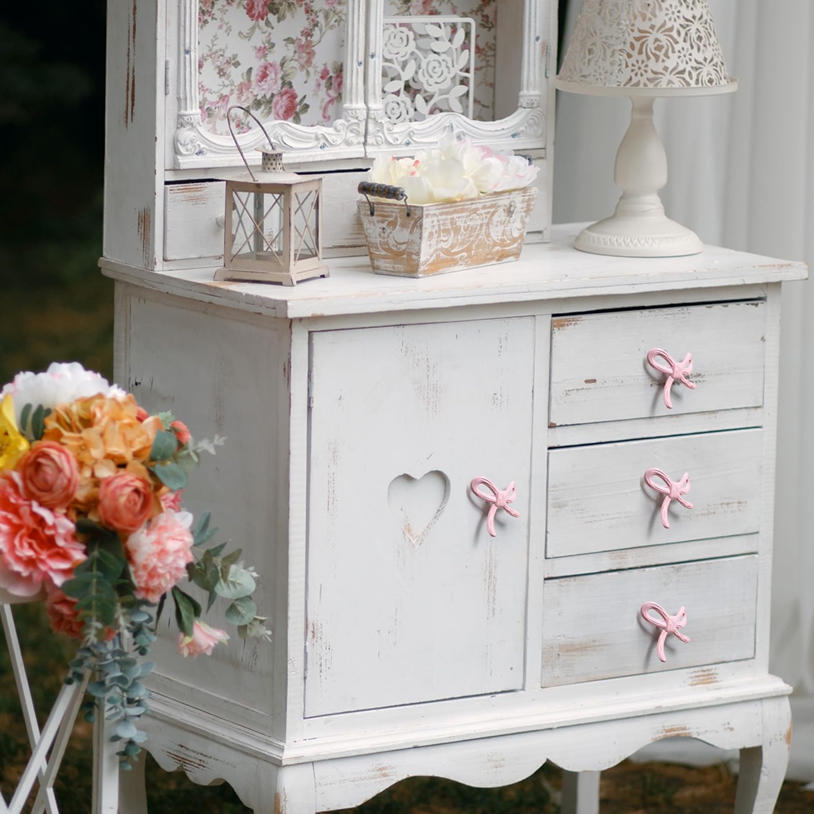MorningRo pink bow cabinet pulls suit drawers, cupboards, and bookcases