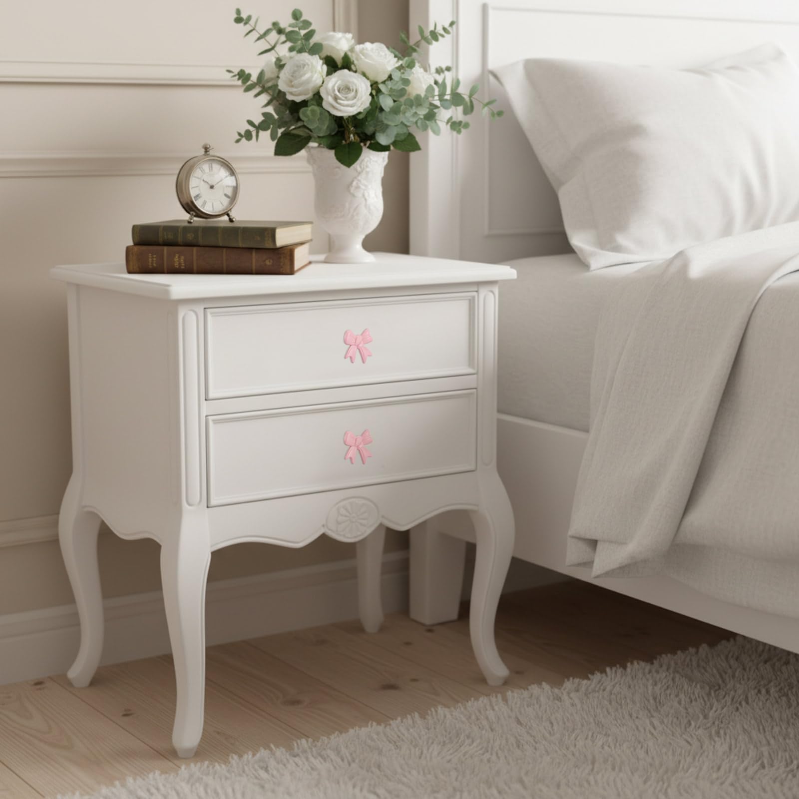 MorningRo pink bow knob complements retro furniture while maintaining practical grip