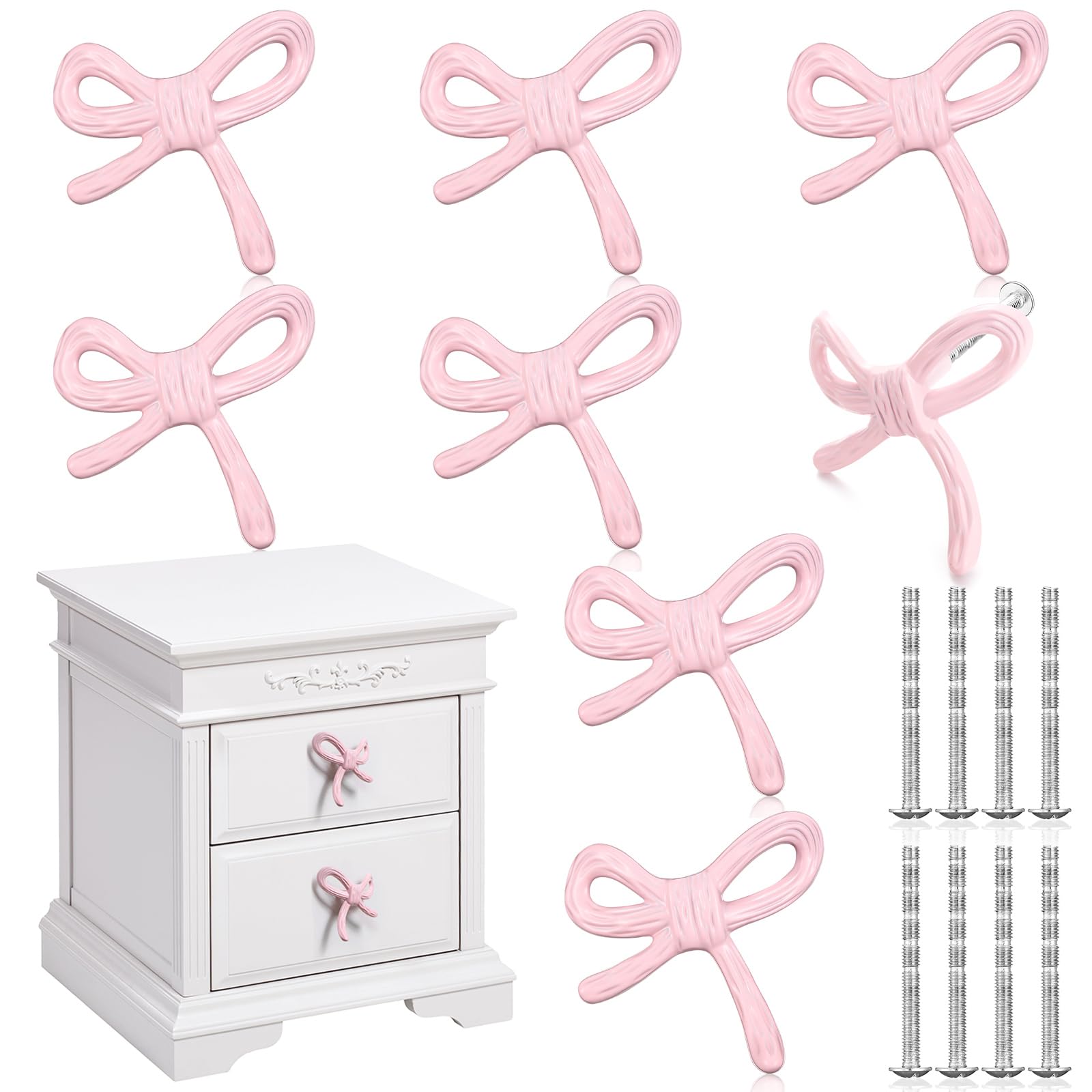 MorningRo pink bow drawer knobs provide durable metal pulls with easy installation