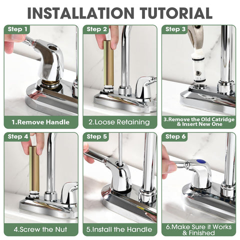 Mornwaen faucet repair complete setup shows refreshed faucet performance.