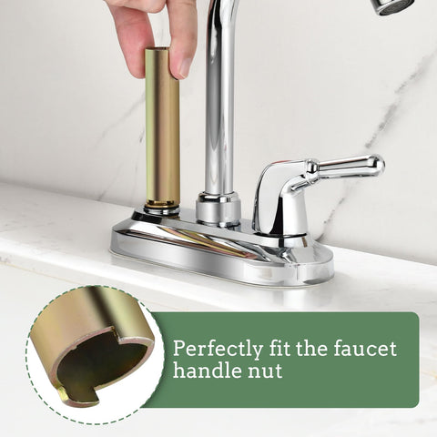 Mornwaen two-handle faucet compatibility graphic demonstrates precise fit.