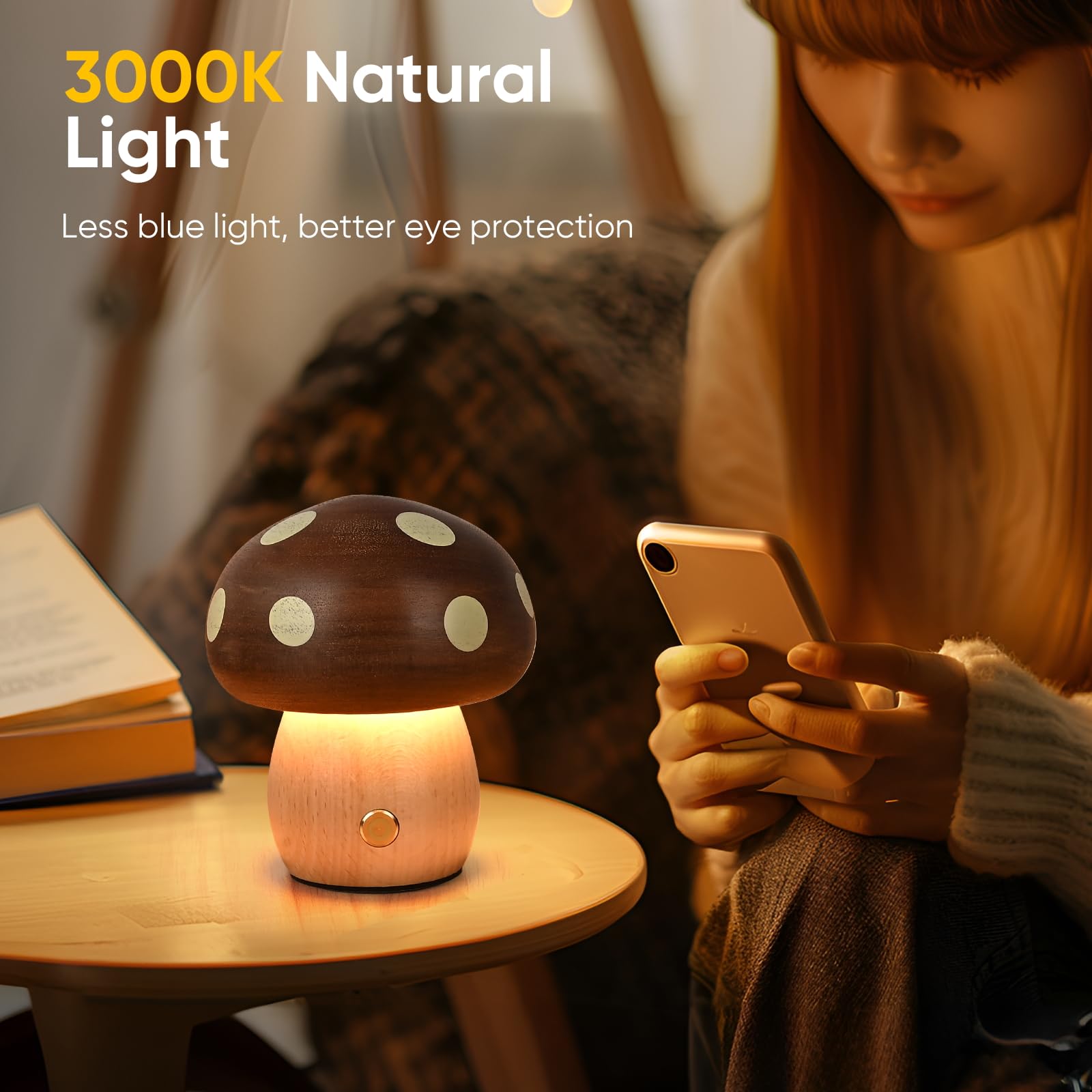 Moroommt bedside table lamp provides a subtle glow for reading