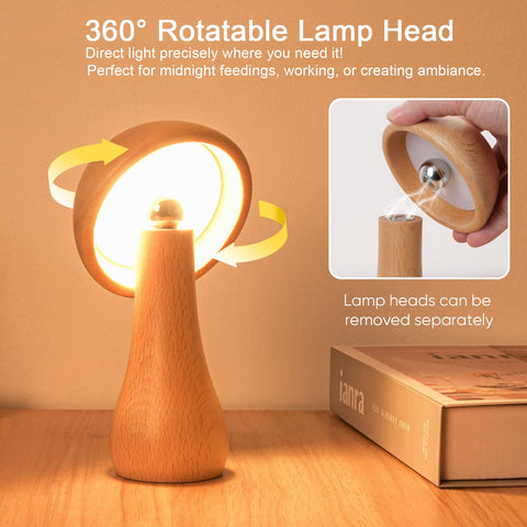 Moroommt mushroom lamp with 360-degree rotatable base for flexible positioning.