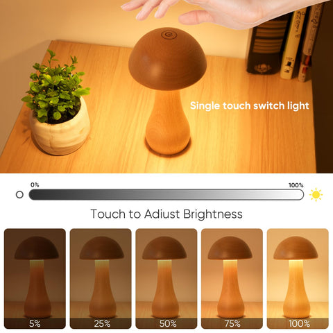 Moroommt mushroom lamp touch-dimming panel adjusting brightness for mood.