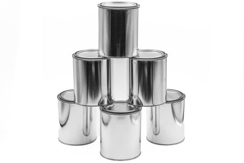 Morris Craigen 6-pack quart cans with lids for clutter-free paint storage.