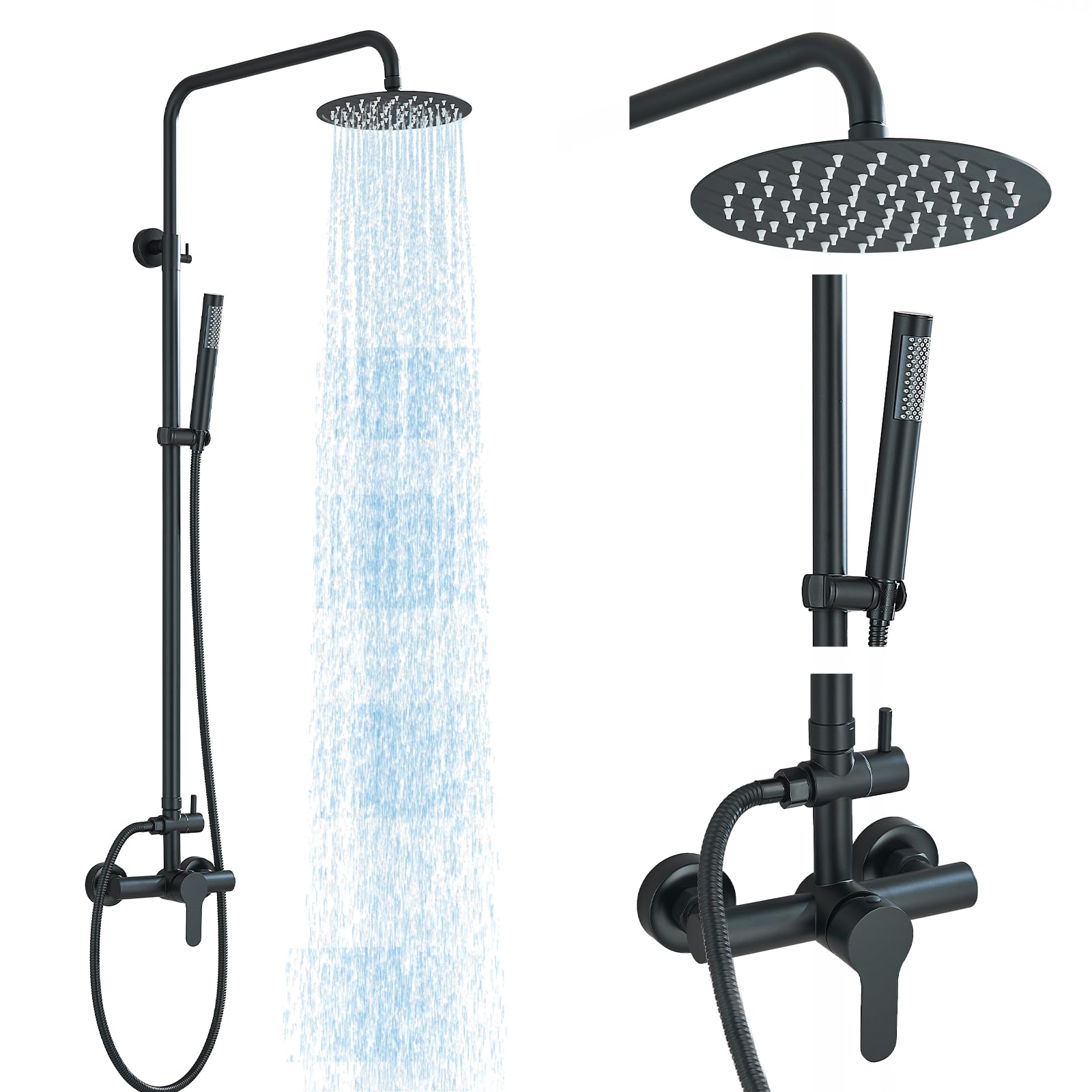MOSSON shower system with 8-inch rain head for outdoor rainfall