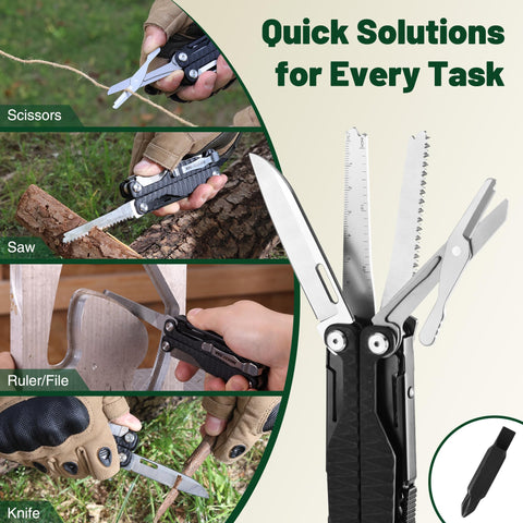 Mossy Oak 17in1 multitool nylon sheath secured on belt