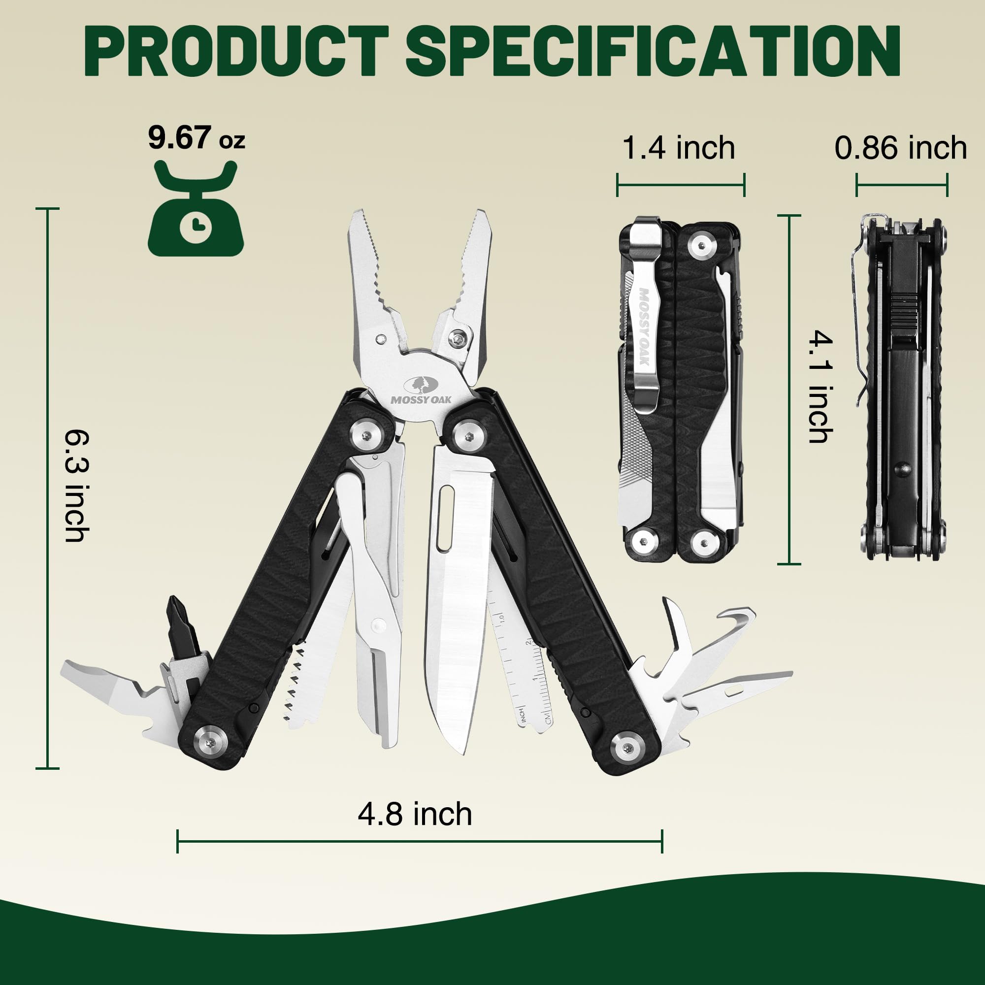 Mossy Oak 17in1 multitool wire stripper for field electrical repairs