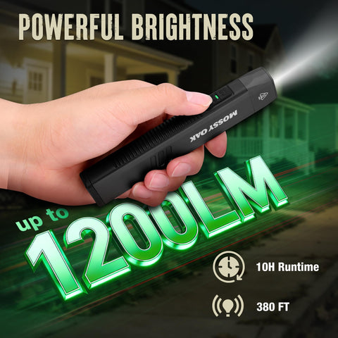 Mossy Oak emergency-ready flashlight suitable for home and outdoor preparedness.