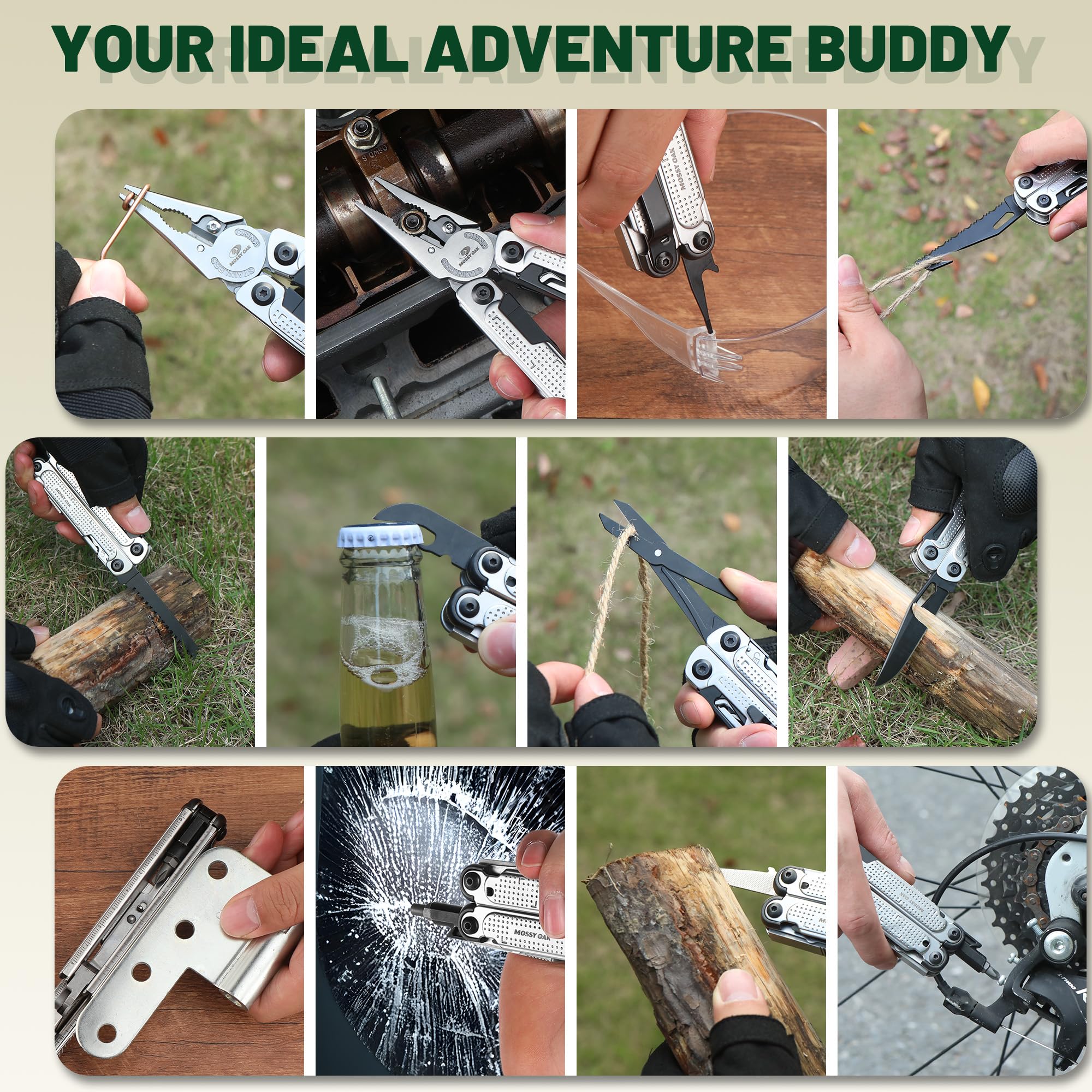 Mossy Oak Multitool compact carry case for easy backpack storage.
