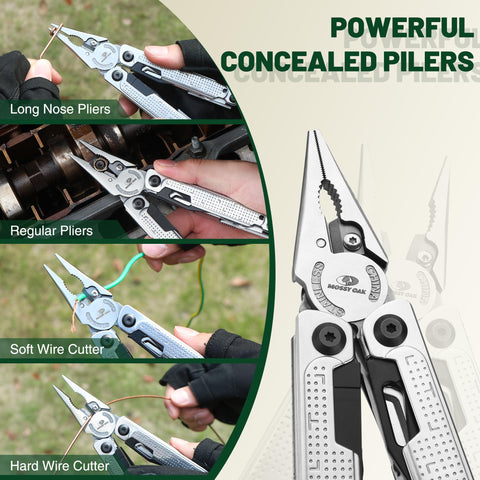 Mossy Oak Multitool folding knife blade for quick cutting on the go.