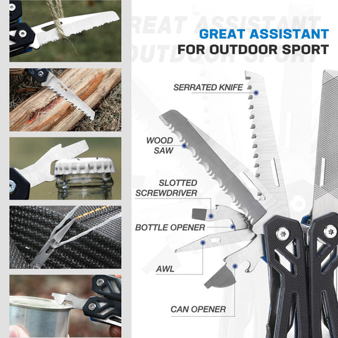 Knife, file and saw tools integrated in Mossy Oak multitool