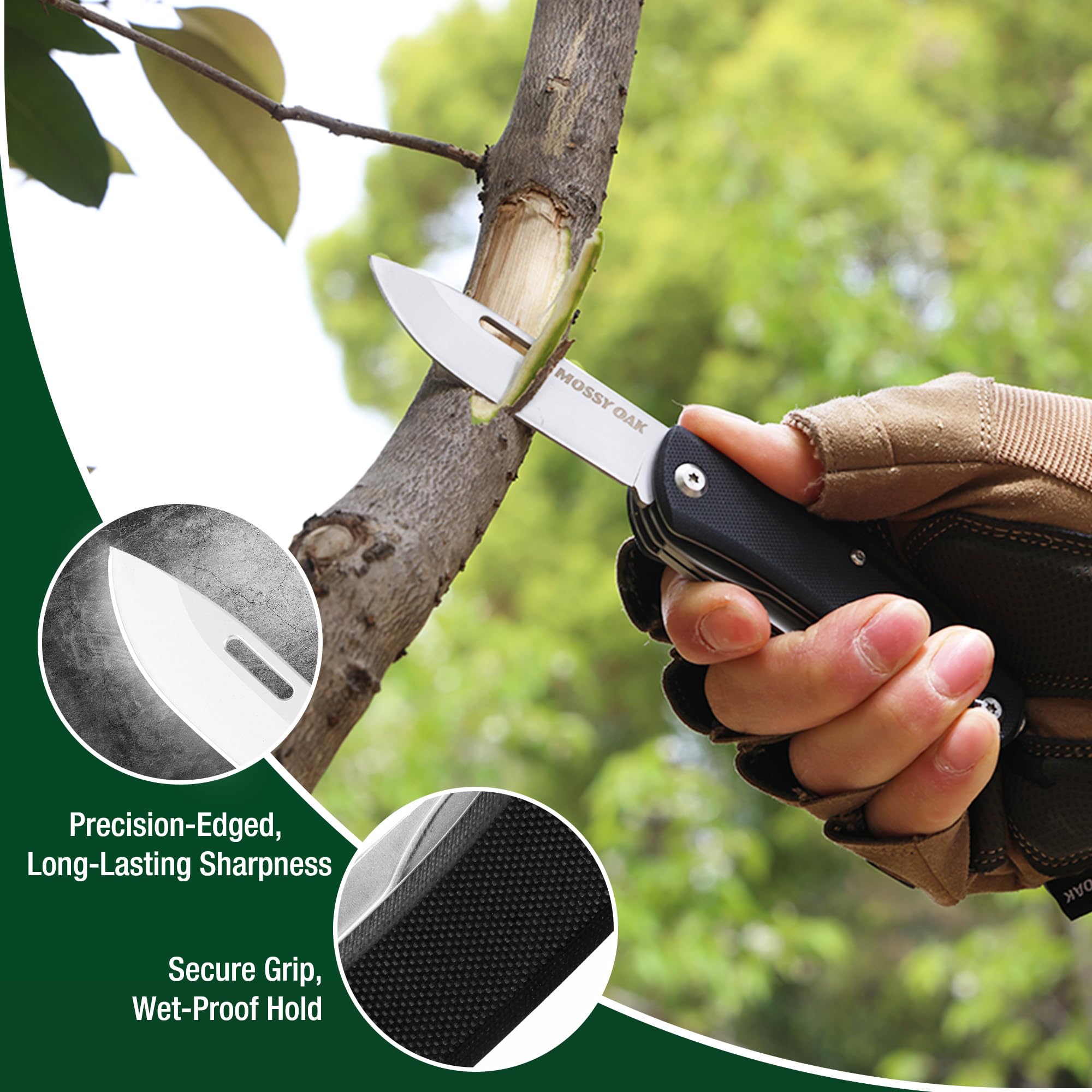 Mossy Oak multitool saw in action on rough wood
