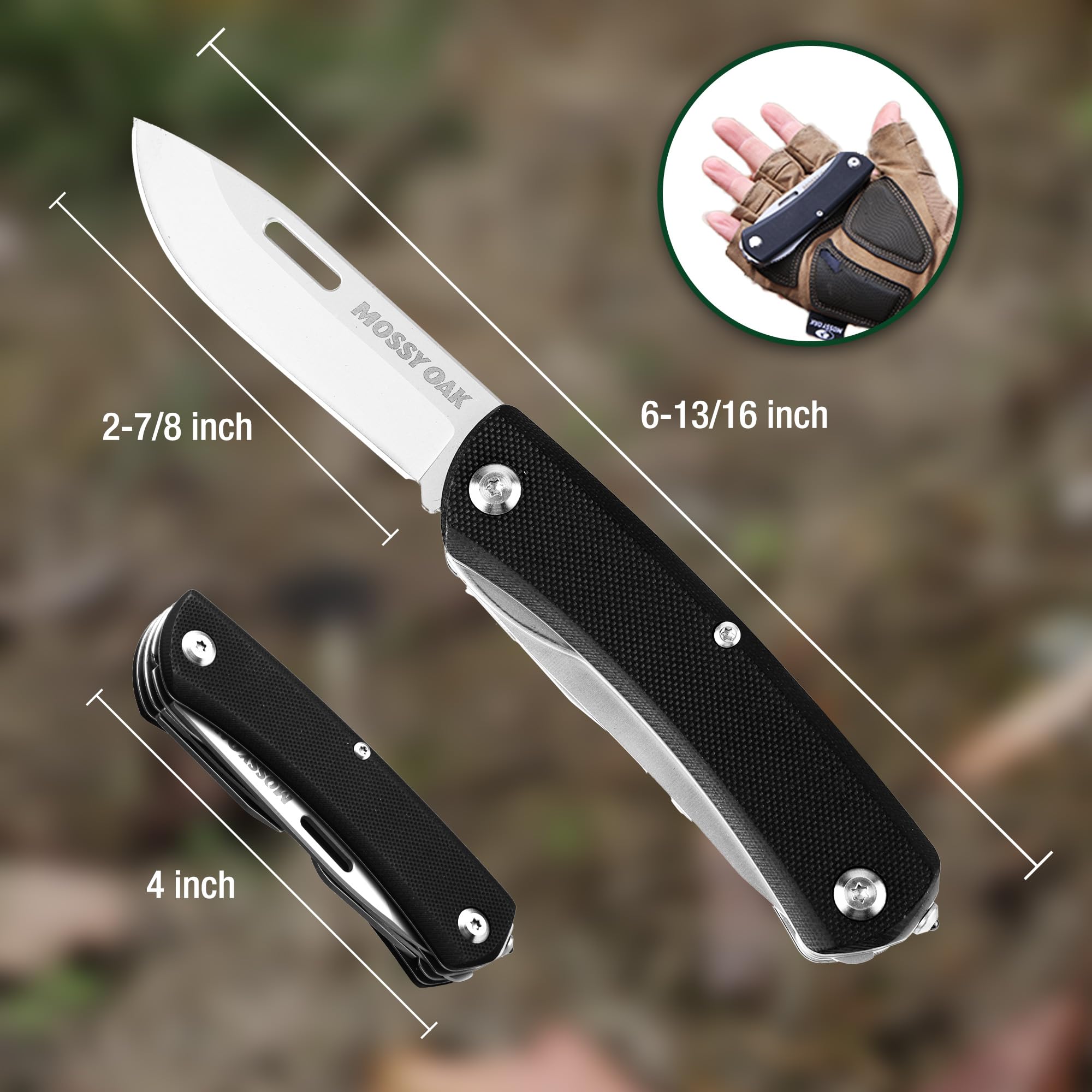 Mossy Oak multitool blade steel 7CR17MOV for durable edge