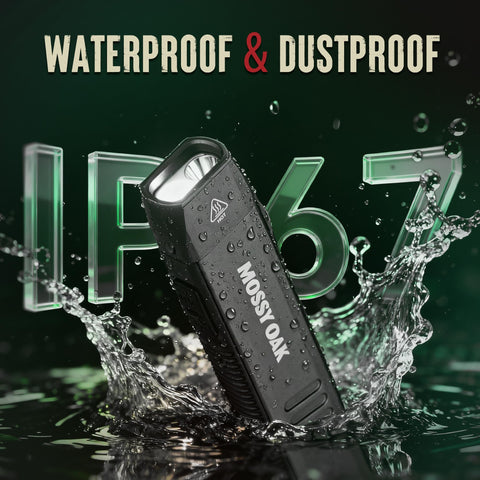 Mossy Oak IP67 waterproof and dustproof design for use in rain or dusty sites.