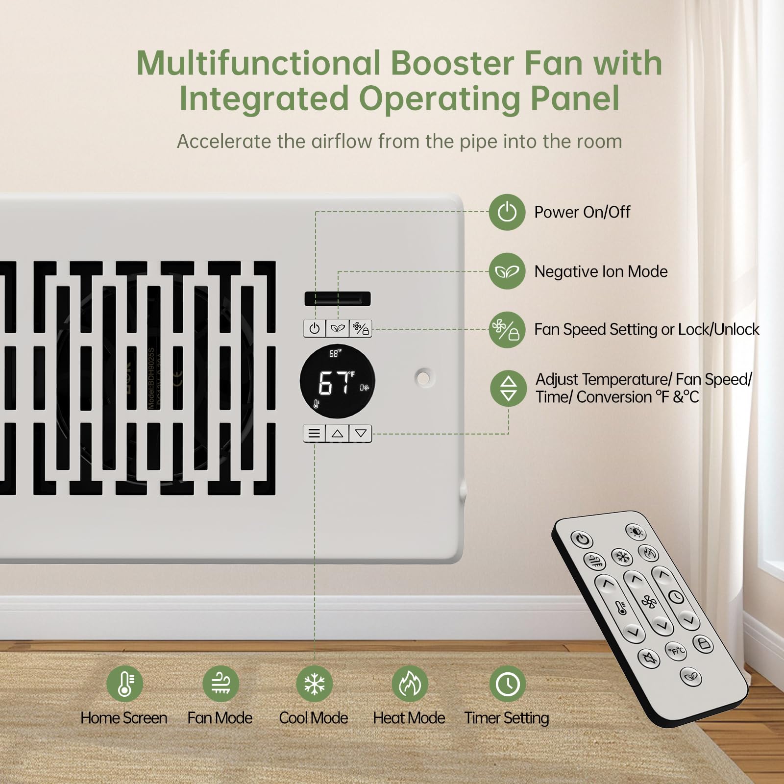MOTCTQVD 130 CFM output moves air efficiently.
