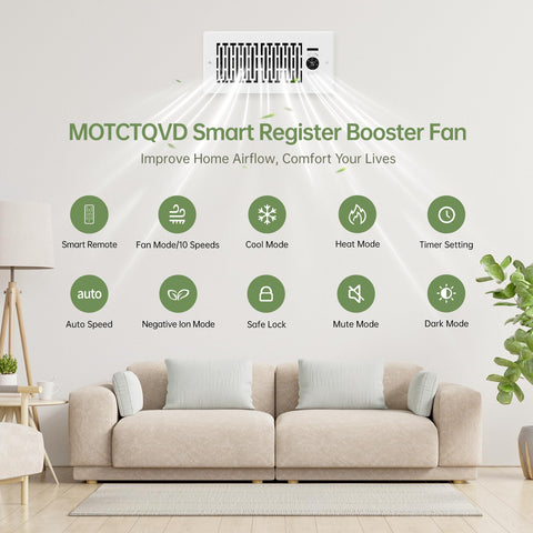 MOTCTQVD smart thermostat panel displays duct and room temperatures.