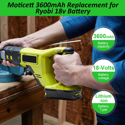 Moticett Ryobi ONE+ charger powering fast, safe recharges.