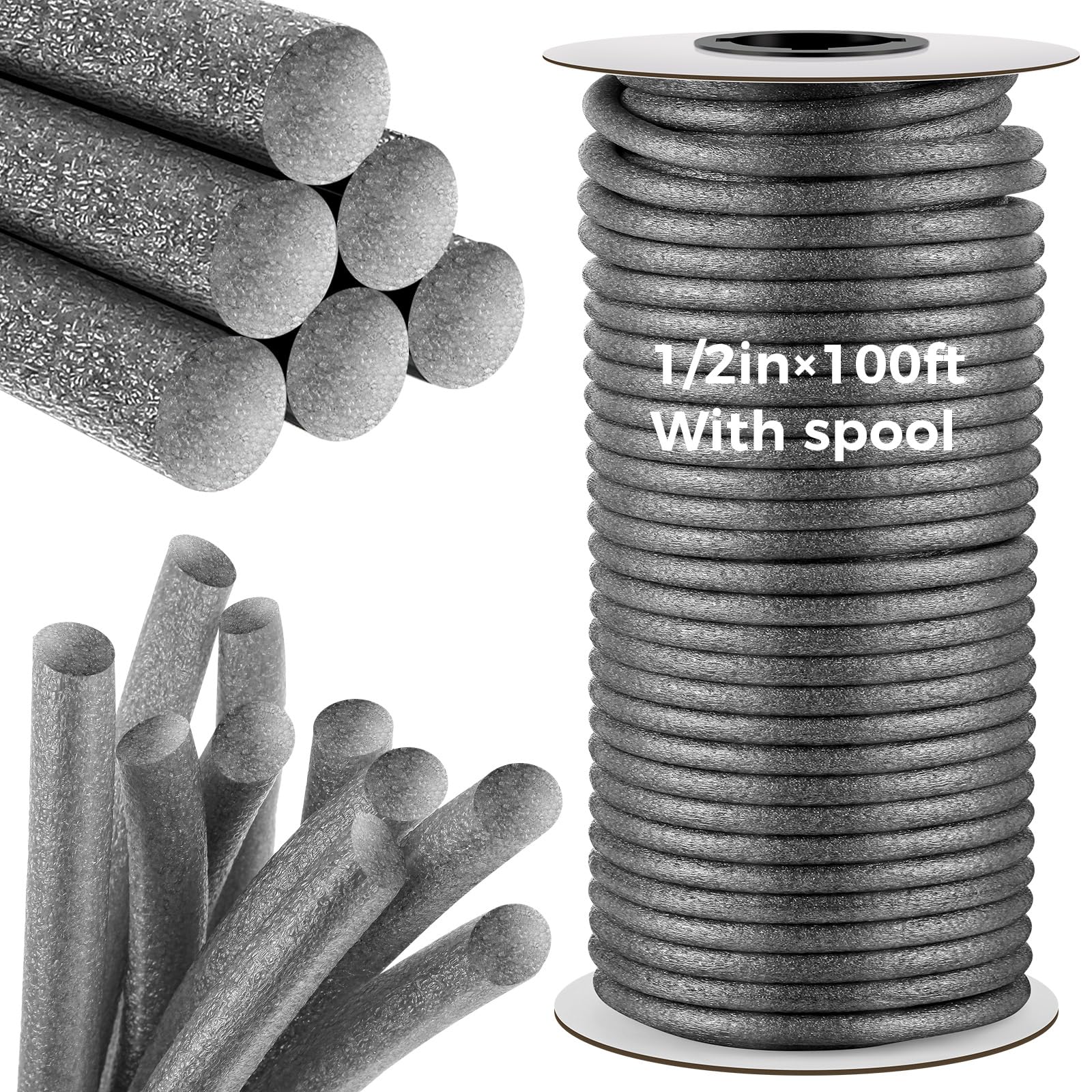 MotiMind half-inch foam backer rod in gray for extended caulking runs.