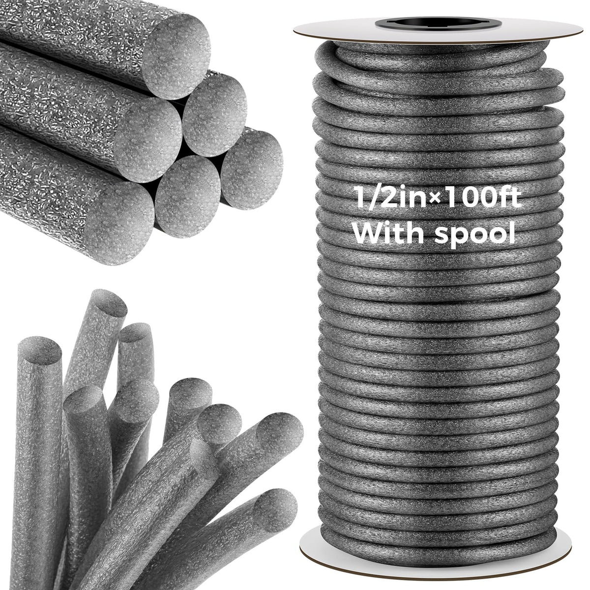 MotiMind half-inch foam backer rod in gray for extended caulking runs.