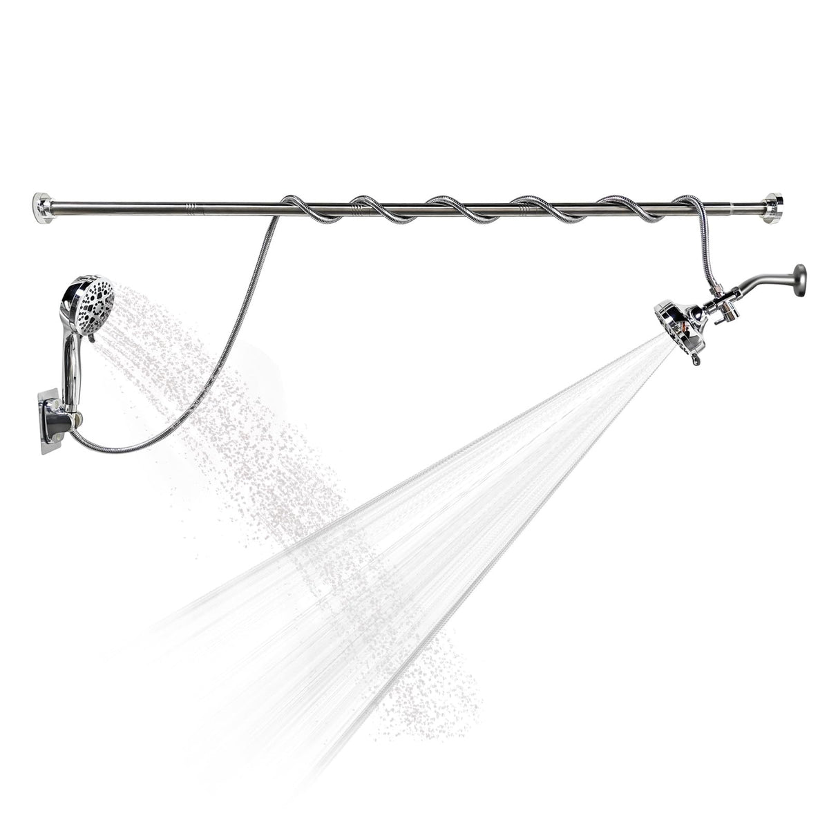 motoaaaa double shower head overview showing a shared spa-like setup for couples