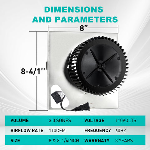 Quiet operation with high airflow maintains fresh air.