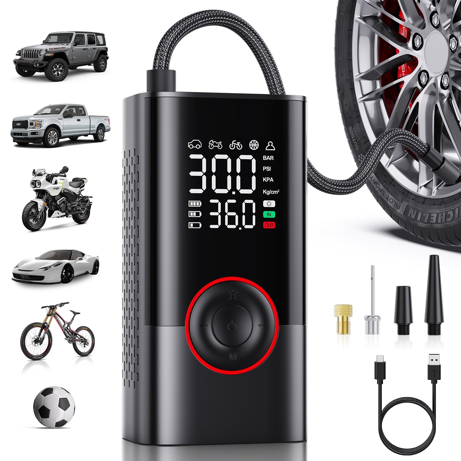 Motorenbau Tire Inflator display shows real-time pressure for precise inflation