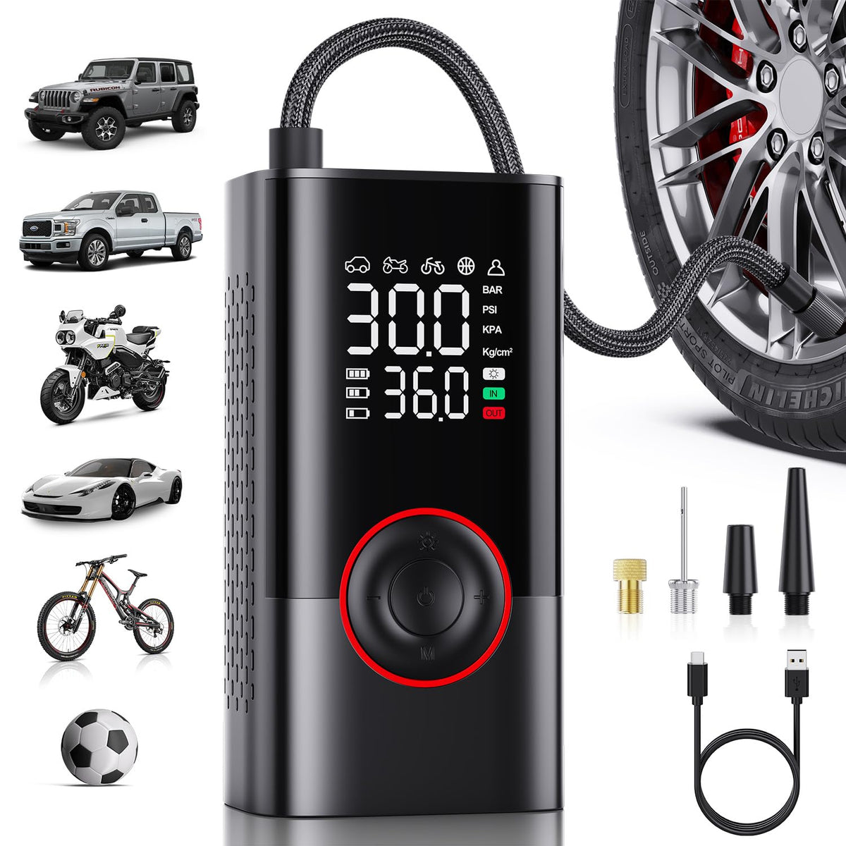 Motorenbau Tire Inflator display shows real-time pressure for precise inflation