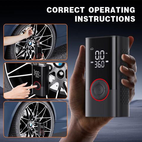 Motorenbau Tire Inflator includes multiple nozzles for bikes, balls, and toys