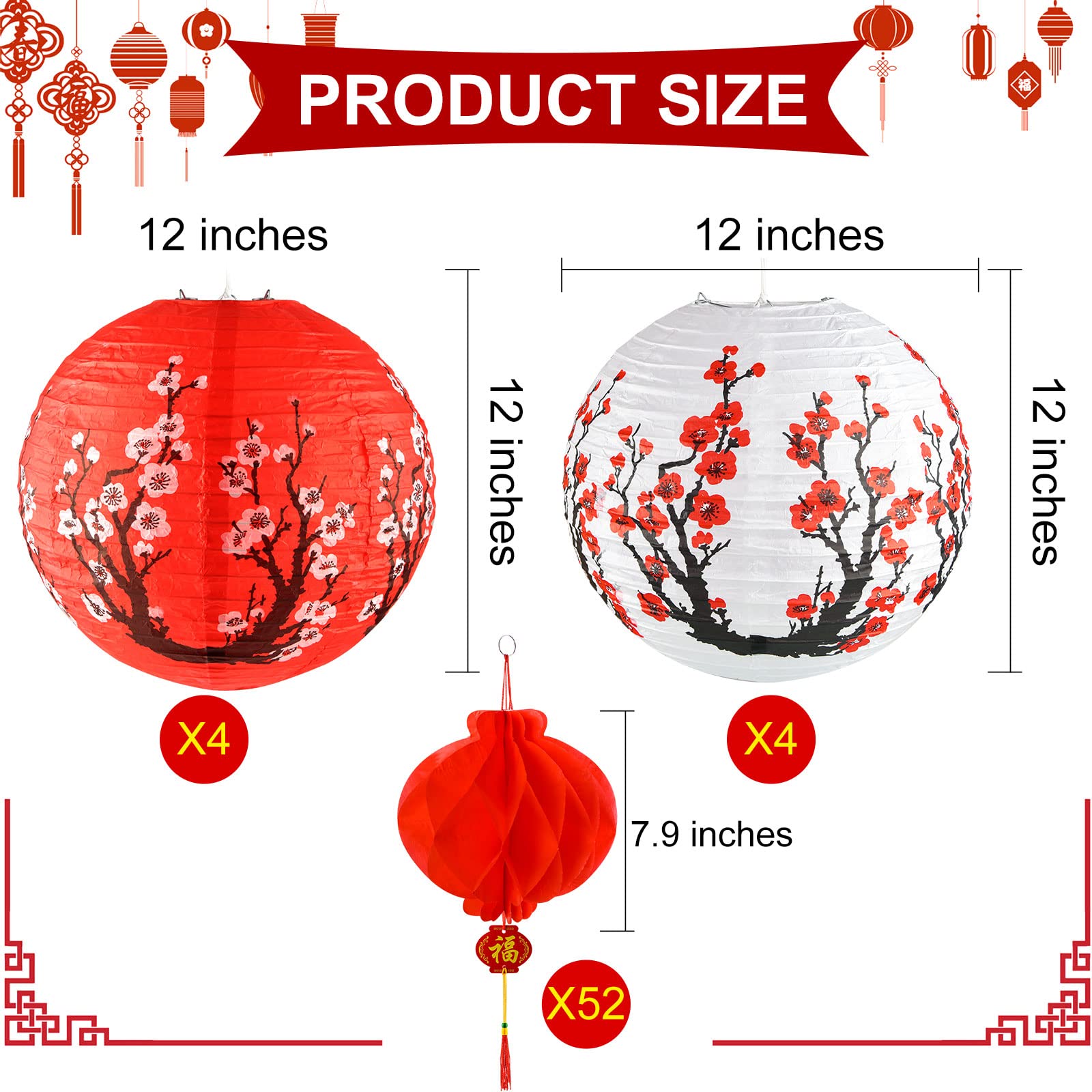 Mototo red 12-inch cherry blossom lantern adds festive color
