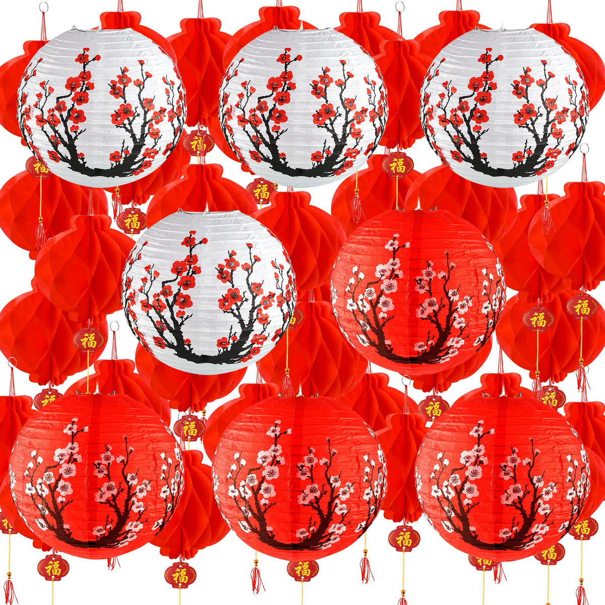 Mototo white 12-inch cherry blossom lantern for soft spring glow
